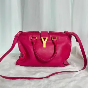 Pre-owned Yves Saint Laurent YSL Classic Fuchsia Gold Hardware Cabas Top Handle Bag|20720455