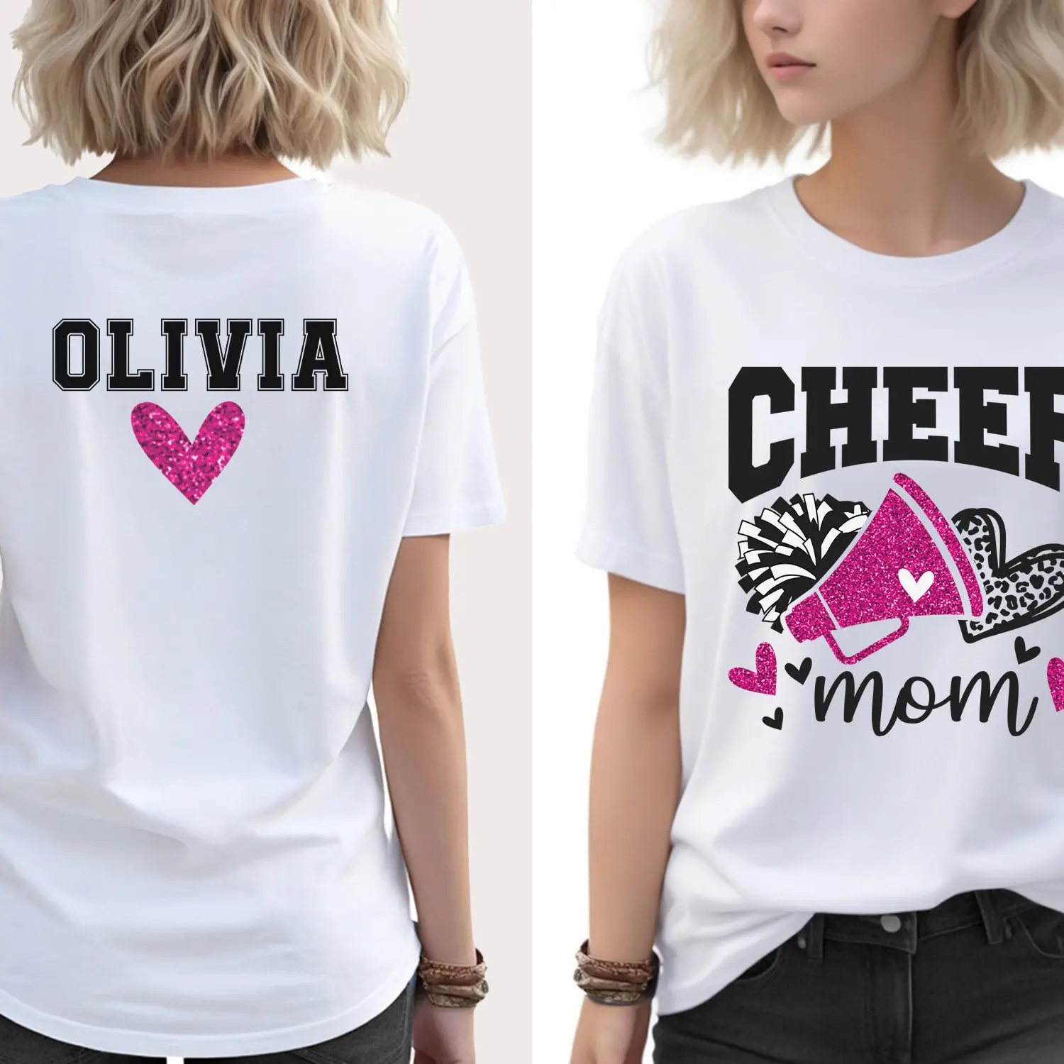 Cheer Mom Cheer Mom Faux Glitter Pink Shirt,Mom Tee,Cheer Mom Shirt,Cheer Mom Gift,Custom Cheer Shirt,Custom Name, Team Cheer Shirts, 34