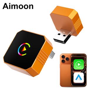 [Christmas Picks with CarPlay] Aimoon Mini Orange Blue Silver Cube Pro  3.0 Wireless CarPlay & Android Auto Adapter 2026– Plug & Play, Fast Auto-Reconnect