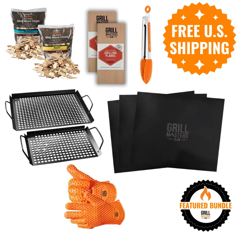 🔥Get Fired Up Grilling Bundle: Grill Basket, Skewers, Wood Chips, Cedar Planks & GrateTool