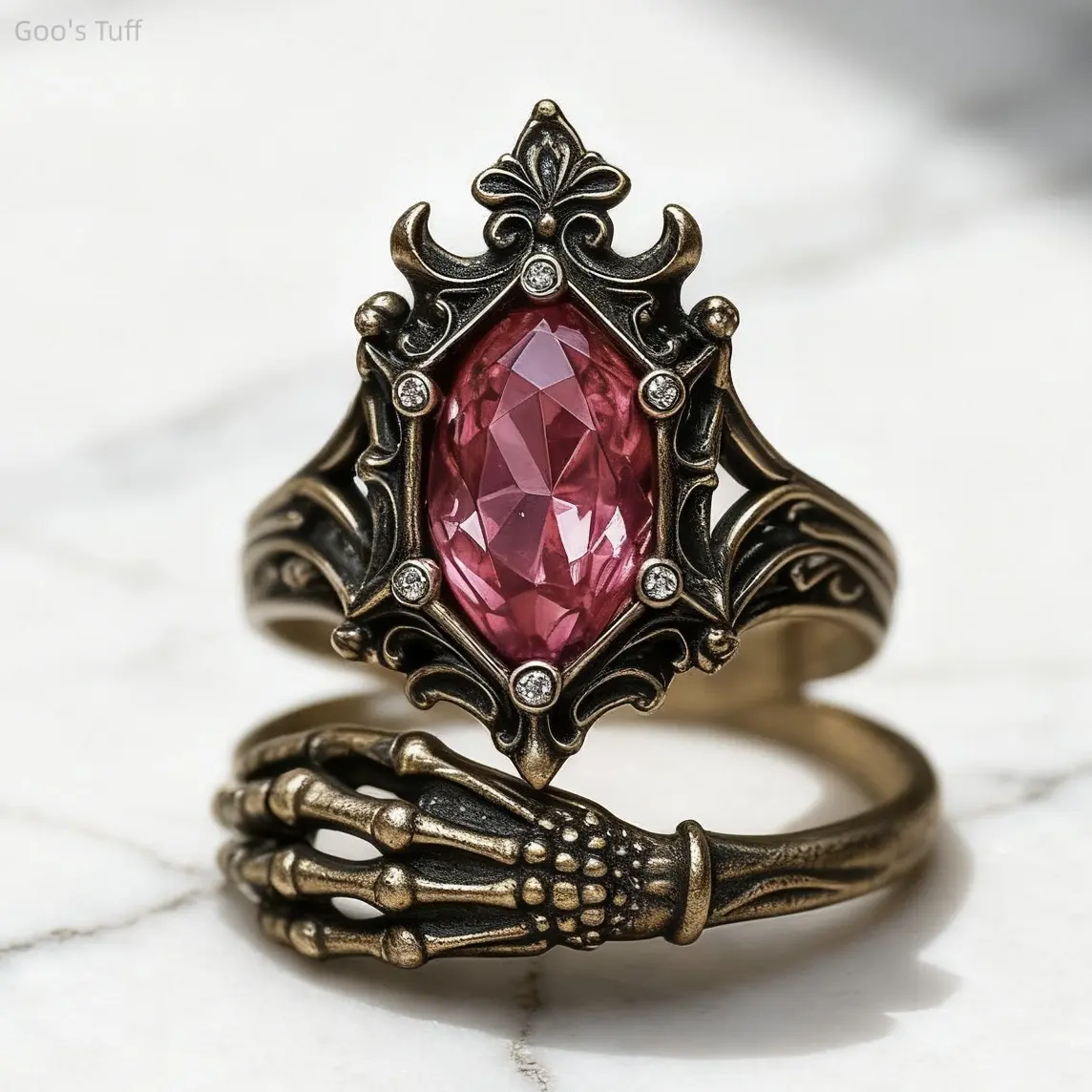 Gothic Punk Devil Claw Ring, Eco-Friendly Alloy Carved Accessory with Stone-Inlaid Shiny Gem, Vintage Creative Engraved Band for Street Rock Goth Daily Wear Holiday Gift