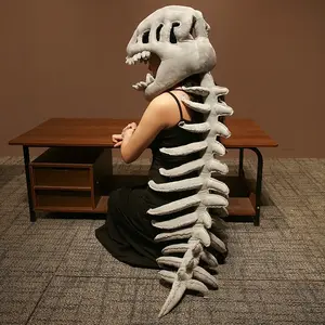 Dinosaur Skeleton Plush Costume 3D Pillow, Clothing Backpack Plush Toy Dinosaur Stuffed Animal Hoodie Role Play Children and Adults Dress Up