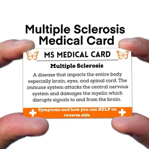 MS Awareness Medical Card for Multiple Sclerosis Patients with Symptoms and Help Information