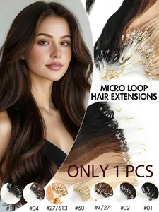 Natural Straight Invisible Beads Micro Ring Loop Hair Extensions With Fishing Line No Glue Needed Soft Keratin Human Hair Extensions Real Hair Extensions Beginner Friendly For Daily Wear Holiday Festival Essentials School Supplies Bride Festival Gift