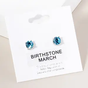 Small Aqua Stud Earrings | March Birthstone Earrings | Little Girl Earrings | 615906