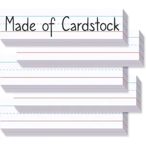 Short Sentence Strips Cardstock 3" x 12", White Ruled Word Learning Strips Nameplates for Teacher Supplies, Pack of 80