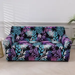 1pc Floral Leaf Print Sofa Cover, Non-Slip Reusable Furniture Protector, All-Season Couch Slipcover, Home Decor Replacement