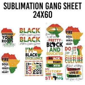 Black History Gang Sheet Sublimation Transfers for Polyester and Polyblend Fabrics - Easy to Use, Durable, Long-Lasting Design