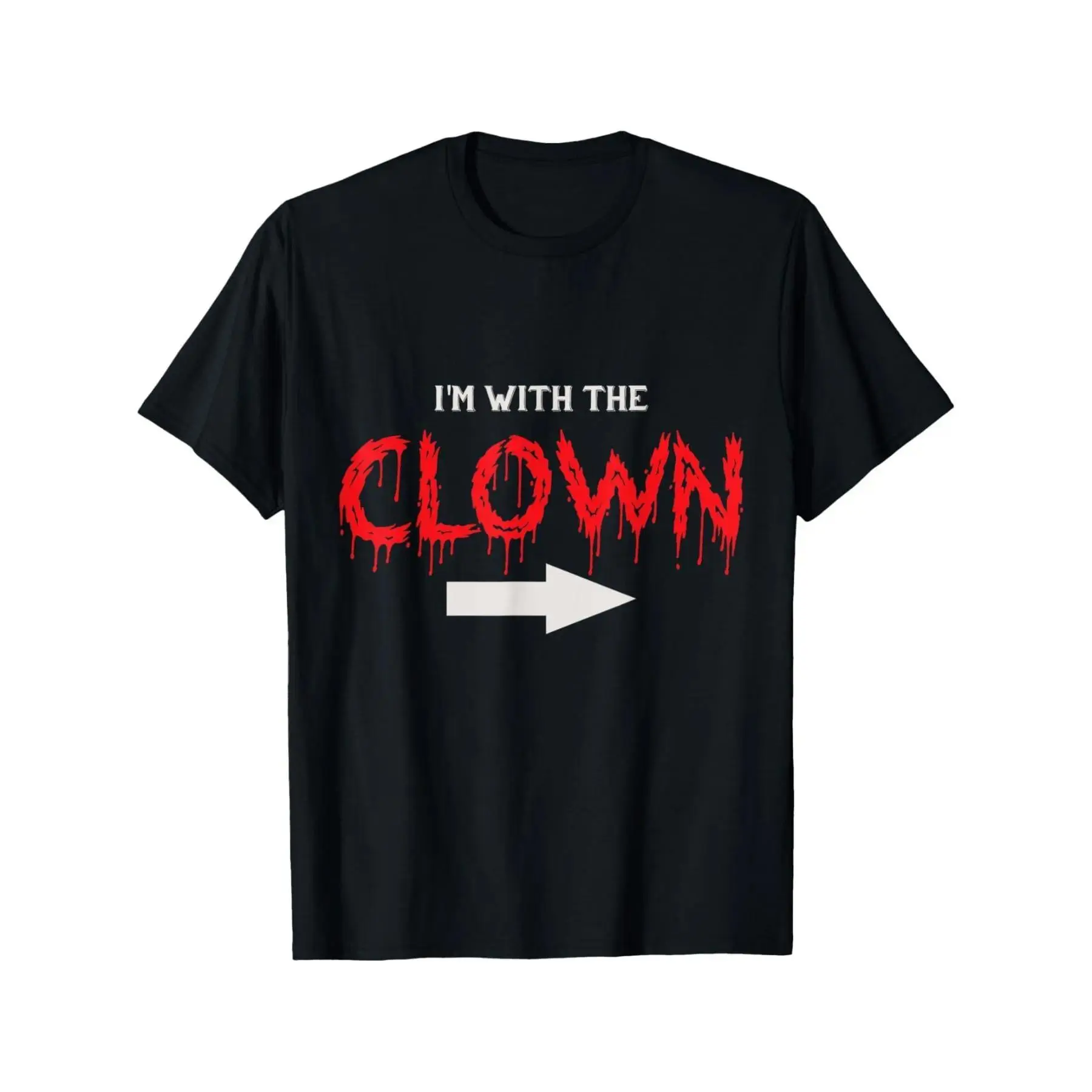 I'm With The Clown Halloween Costume Party T-Shirt Men's Crew Neck Shirt Summer Comfortable Casual Short Sleeve T-Shirt y2k  outfits  men time  tee  shirt  backwards Graphic Concert demon slayer  merch double print oversize lightweight  cadena  mr  stiven