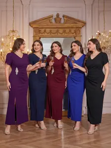 Elegant Plus Size Short Sleeve Bodycon Dress with Rhinestones, Special Occasion Evening Gown, Fashionable Plus Size