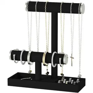 Bracelet and Necklace Holder,  Necklace Display Organizer Stand,bracelet Holder for Selling,Bracelet and Necklace Storage Tree (Style 2(Black+ Metal lid))