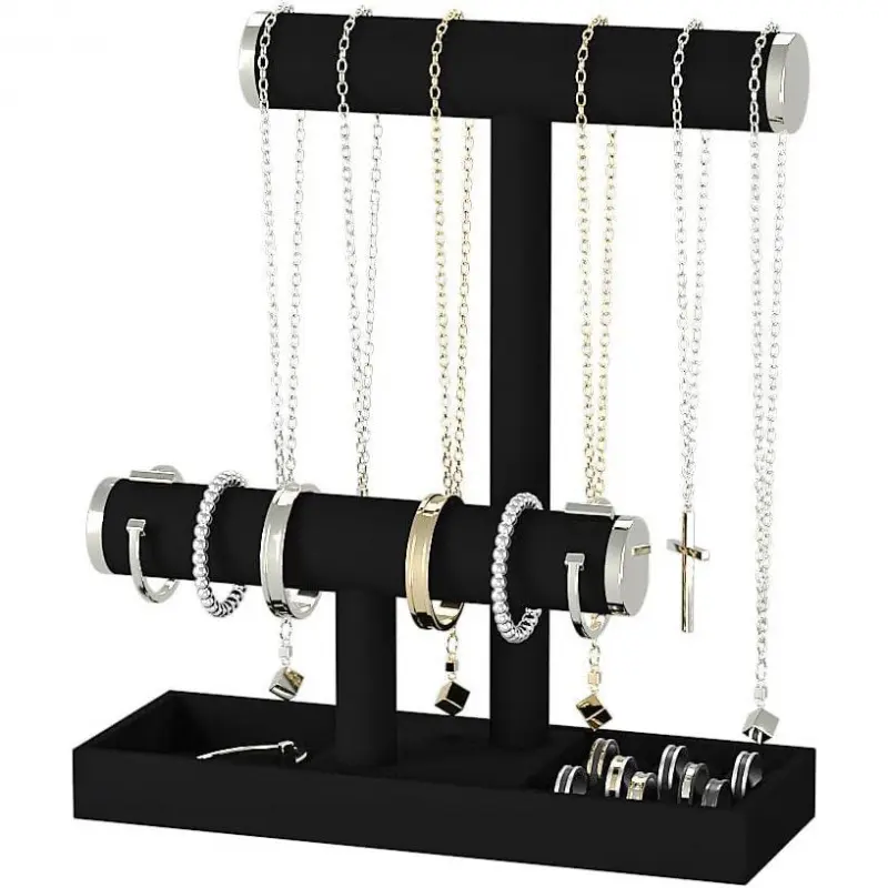 Bracelet and Necklace Holder,  Necklace Display Organizer Stand,bracelet Holder for Selling,Bracelet and Necklace Storage Tree (Style 2(Black+ Metal lid))