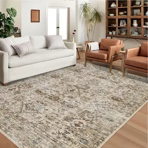 Washable Area Rug Hallway Long Strip Carpet Low Pile Soft Carpet Vintage Printed Carpet Foldable Indoor Carpet for Living Room Bedroom Hallway