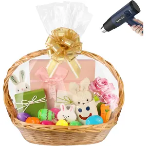 Shrink Wrap Bags for  Baskets 10 Pack 28x35 Inch Clear Cellophane Basket Bags PVC Heat Seal  Bag for Easter Halloween Christmas Valentine's Day Mother's Day