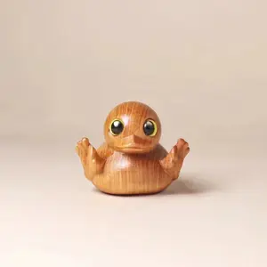 Funny Middle Finger Duck Handmade Wooden Statue Mini Duck Figurines Garden Decoration For Home Office Desktop Little Yellow Duck