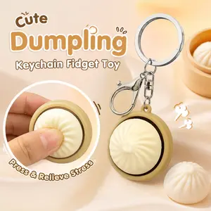 Cute Steamer Bun Squishies Toys, Mini Keychain Squeeze Toy, Stress Relief Fidget Pendant, Soft Slow Rising Simulation Food Keyring, Anxiety Relief Sensory Toy for Kids Adults, Fun Bag Charm Gift