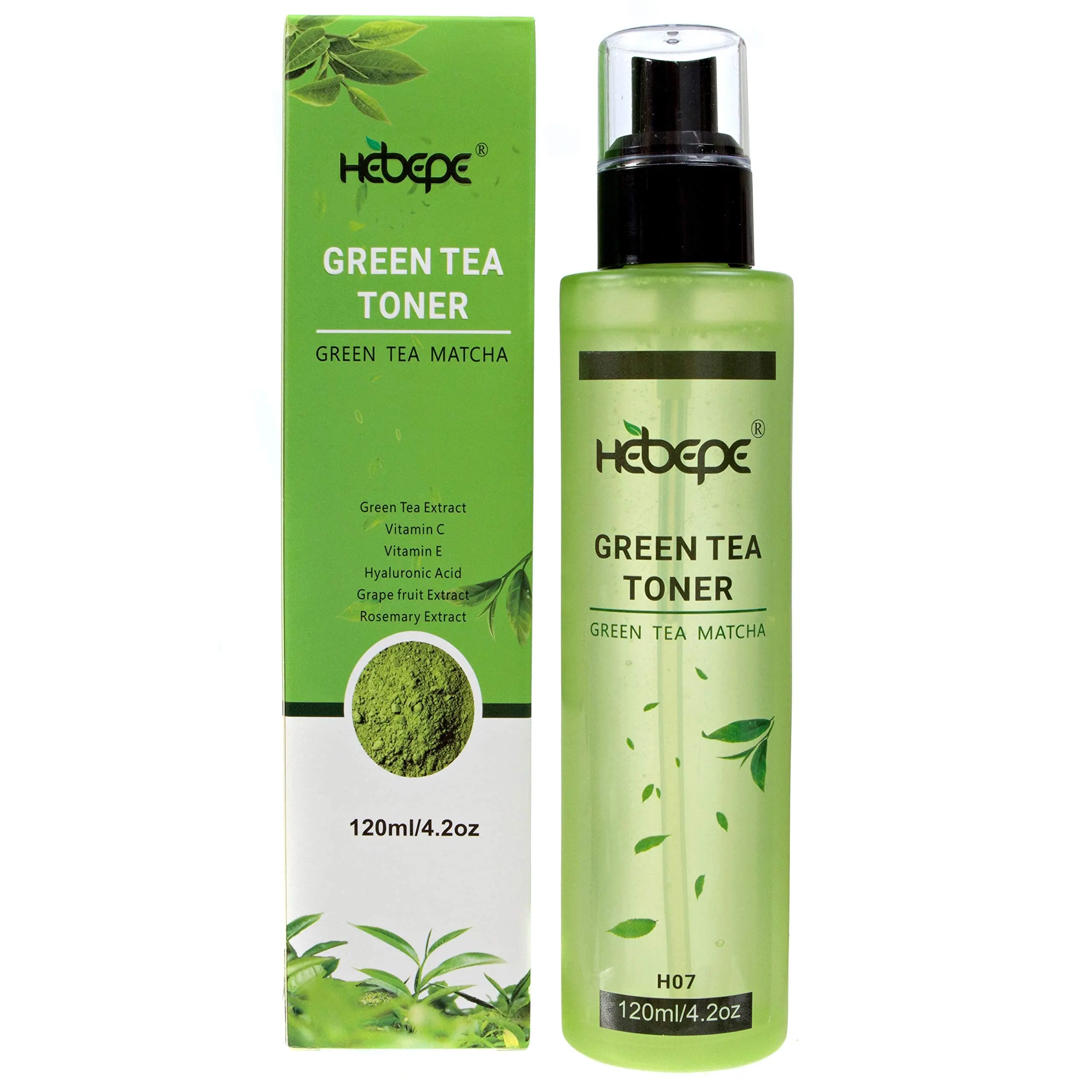 Hebepe Green Tea Matcha Facial Toner Mist with Aloe Vera, Skin Repair hydrating Toner with Jojoba Oil, and Castor Oil Moisturizing Skincare