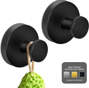 2 Packs Suction Cup Hooks christmas gift Bathroom Accessories Gadgets Kitchen for Shower, Bathroom, Kitchen, Glass Door, Mirror, Tile – Loofah, Towel, Coat, Bath Robe Hook Holder for Hanging up to 15 lbs Gold Color, Black, Chrome, Silver home essentials