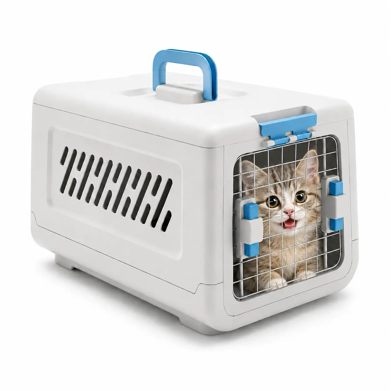 Hard Plastic Portable Pet Carrier for Cats & Small Dogs - Travel Crate with Top Handle, Ventilation Slots, Secure Metal Door, Easy Cleaning, 19.6"L x 12.6"W x 12.4"H