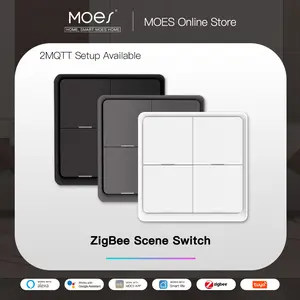 Moes ZigBee Wireless Scene Switch 12 control modes Handheld Push Button 2MQTT Setup Home Automation Scenario Tuya Smart Devices