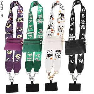 Halloween-themed cross-body phone strap with wallet, Wallet Phone Lanyard, bag strap, zippered pouch phone cross-body strap, adjustable phone strap, Phone Accessory, perfect for Halloween gifts or birthday presents.