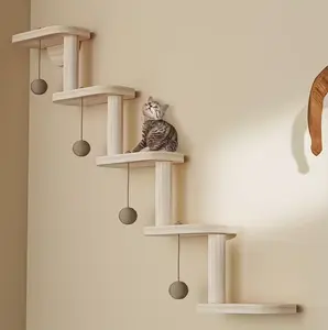 DIY Modular Cat Wall Climbing Shelf with 4 Cat Balls -Build Your Own Cat Climbing Wall | Modular Wooden Cat Perches Home