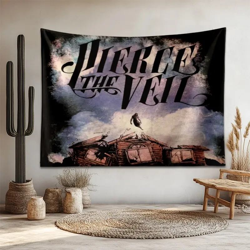 Pier The Veil Backdrop Emo Band Tapestry Wall Hanging, Rock Music Photography Background, Polyester Wall Decor for Bedroom, Living Room, Music Studio, Gaming Room, Party Decor