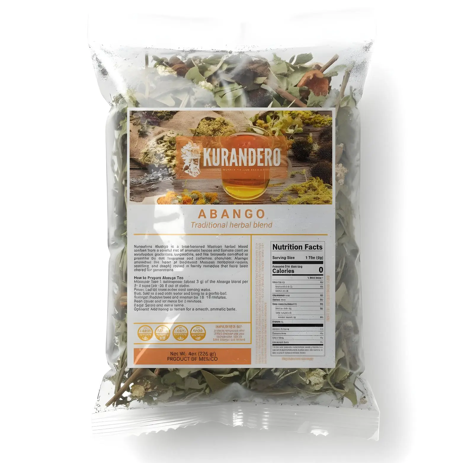 Kurandero Abango Herbal Tea – 4 oz (113g) – 100% Natural Mexican Loose Leaf Tea – Caffeine-Free, Vegan, Farm-Grown, Non-GMO, Gluten-Free
