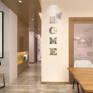 Home Letter Design Wall Sticker, 1 Set Acrylic 3D Mirror Wall Decoration, Home Decoration for Living Room Bedroom Porch Study Room