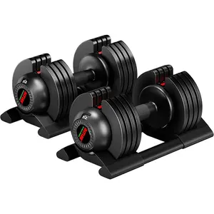 Adjustable Dumbbell, 22Lb/44Lb/52Lb Dumbbell Set with Tray for Workout Strength Training Fitness, Adjustable Weight Dial Dumbbell with Anti-Slip Handle and Weight Plate for Home Exercise