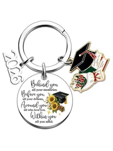 2026 Graduation Keychain, Class of 2026 Gifts for Women & Men, Senior 2026 Keychain with Inspirational Engraving, Cute Cartoon Design