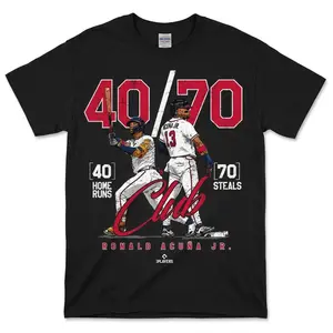 [MADE IN US] 40-70 Ronald Acuna Jr Atlanta MLBPA Shirt, Baseball MVP Graphic shirt, Home Runs and Steals shirt for Baseball Fans Game Day Outfit
