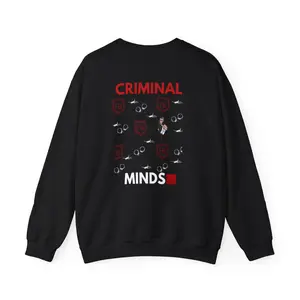 Criminal Minds Crewneck Sweatshirt TV Show Logo and Icons Black Pullover