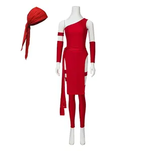 Anime Elektra Natchios Cosplay Costume Dress With Headgear Women Halloween Party Superhero Elektra Costume Sexy Red Outfits