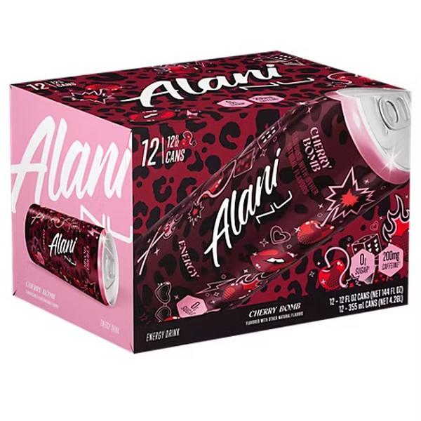 Alani Nu Energy Drink Cherry Bomb 12 Pack 12oz Cans Zero Sugar 200mg Caffeine Boosting Beverage