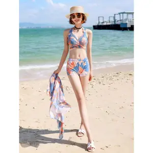 New Bikini Swimsuit Three-Piece Set Slimming Sexy Small Chest Enhance Spa Swimwear Women Trendy