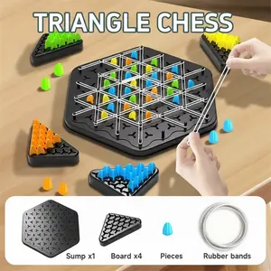 Chain Triangle Chess Board Game – Fun Geometric Strategy Game for Family & Friends, 2–4 Players Party Game for All Ages