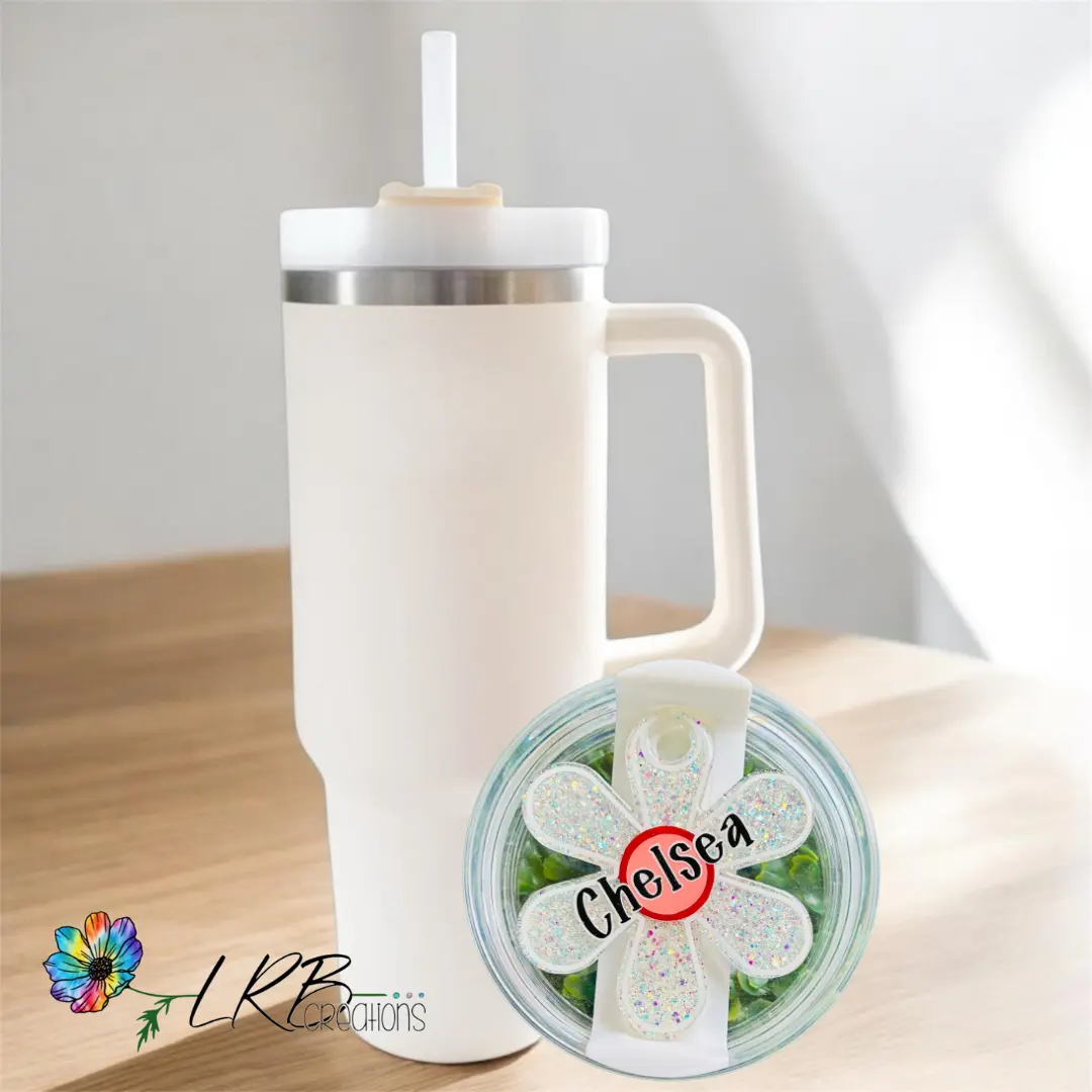 Groovy Flower Cup Topper - Handmade - Made for Stanley Quencher 2.0 Cups - Drinkware Accessories - Tumbler Tags