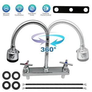 RV Kitchen Faucet,Camper RV Sink Faucets Kitchen Replacement with Flexible Arc 360 Degree Rotatable Sprayer for Campers,Motorhomes,Travel Trailers,8 inch 2 Hole