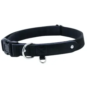 Black Suede Dog Collar with Black Leather