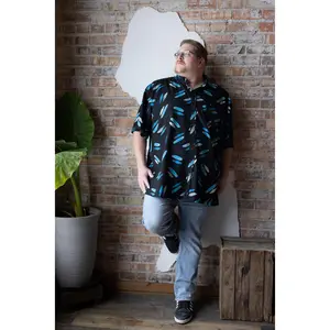Midnight Plume Limited Release Short Sleeve Hawaiian Button Up Shirt