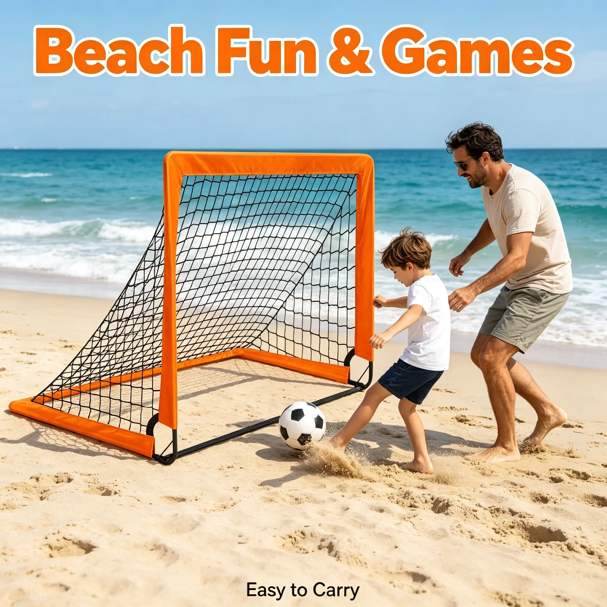 2-Pack Pop-Up Soccer Goals (47.2x35.4in) – Fiberglass Easy-To-Fold Freestanding Posts, Quick-Setup Portable Soccer Training Nets for Children Unisex, Includes Storage Bag & Ground Pegs, Indoor/Outdoor Backyard Use