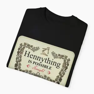 Women's Unisex Cotton Short-Sleeve T-Shirt, Soft Fabric Casual Wear, Funny "Hennything Is Possible" Hennessy Vintage Graphic Tee, Adult Fit AG6