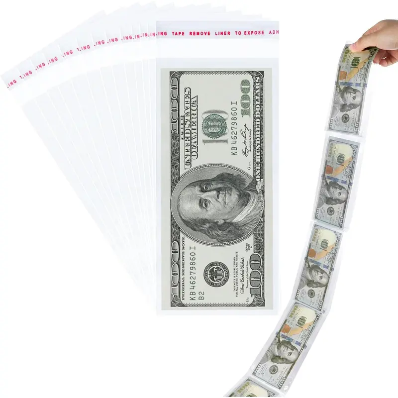 100Pcs Premium Plastic Cake Money Box Sleeves, 3.1'' x 6.7'' Double Side Thickness Resealable High Transparency Cellophane Bags, Premium Packaging for Home Organization, Gift Wrap Supplies, Brighten Up Parties