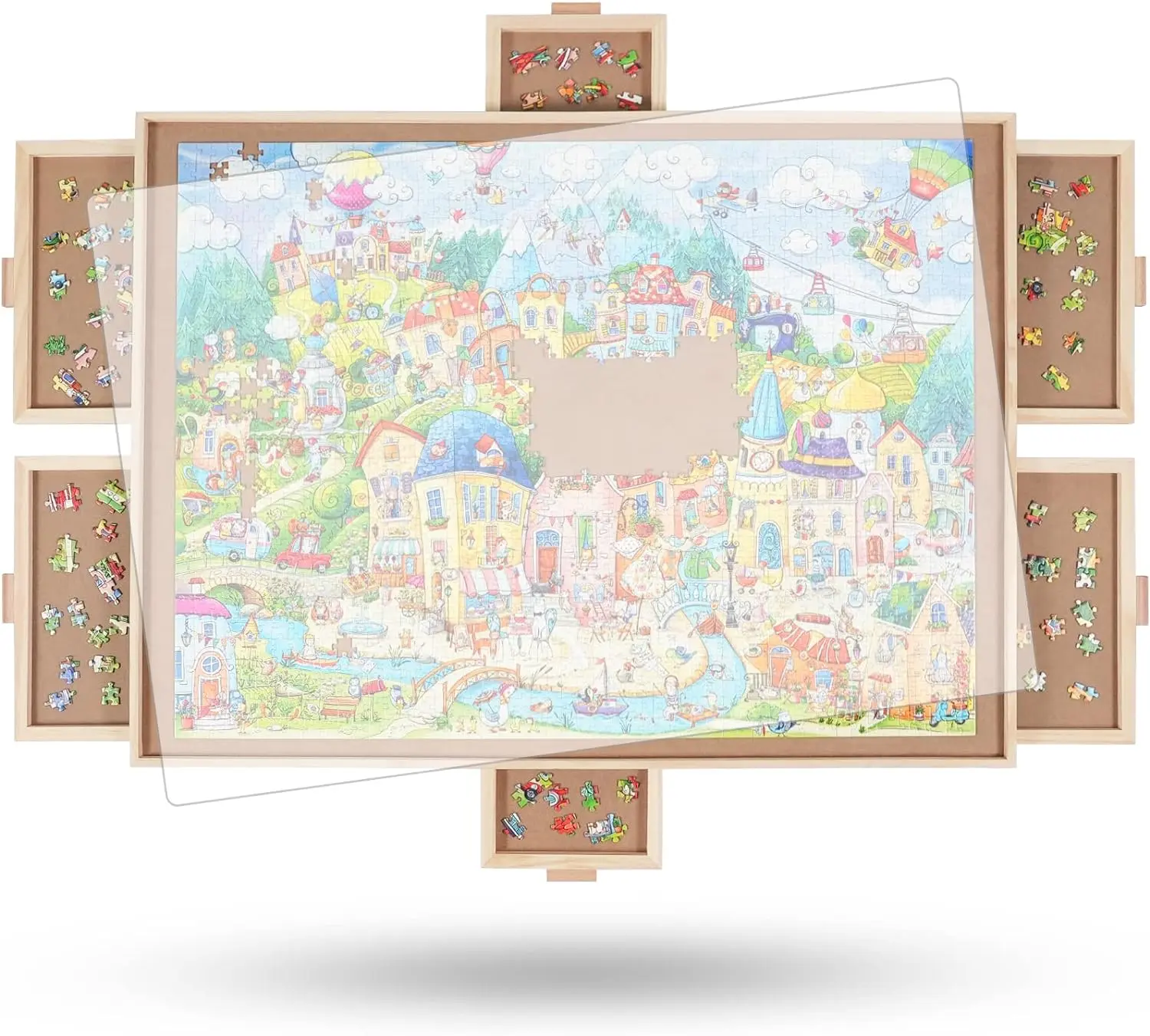 ALL4JIG 2000 Pieces Rotating Puzzle Board with 6 Drawers and Cover,29.6"x41.3"Portable Wooden Jigsaw Puzzle Table for Adults and Mother’s Day Gift ,Lazy Susan Spinning Puzzle Boards Mother’s Day Gift  for mom