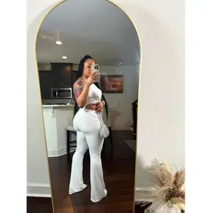 All Eyes on Me White Cutout Jumpsuit with Side Cutout Detail, Flattering V-Neckline, Flared Leg, True to Size Fit, Stretchy Fabric, Womenswear party club