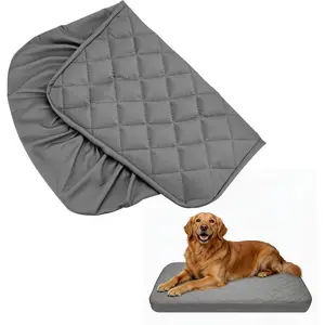 Waterproof Dog Bed Cover Replacement, Washable Quilted Fitted Sheet for Pet Beds, Fits 44 x 35 Inch Dog/Cat Beds Up to 6" Deep, Protective Replacement Cover (Grey, XL, 44" L x 35" W)