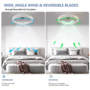 Modern Acrylic Ceiling Fan Light with Remote Control, Dimmable LED Chandelier, 6-Speed Adjustable, Quiet Motor, Flush Mount Design for Living Room, Bedroom, Dining Room outdoorfun