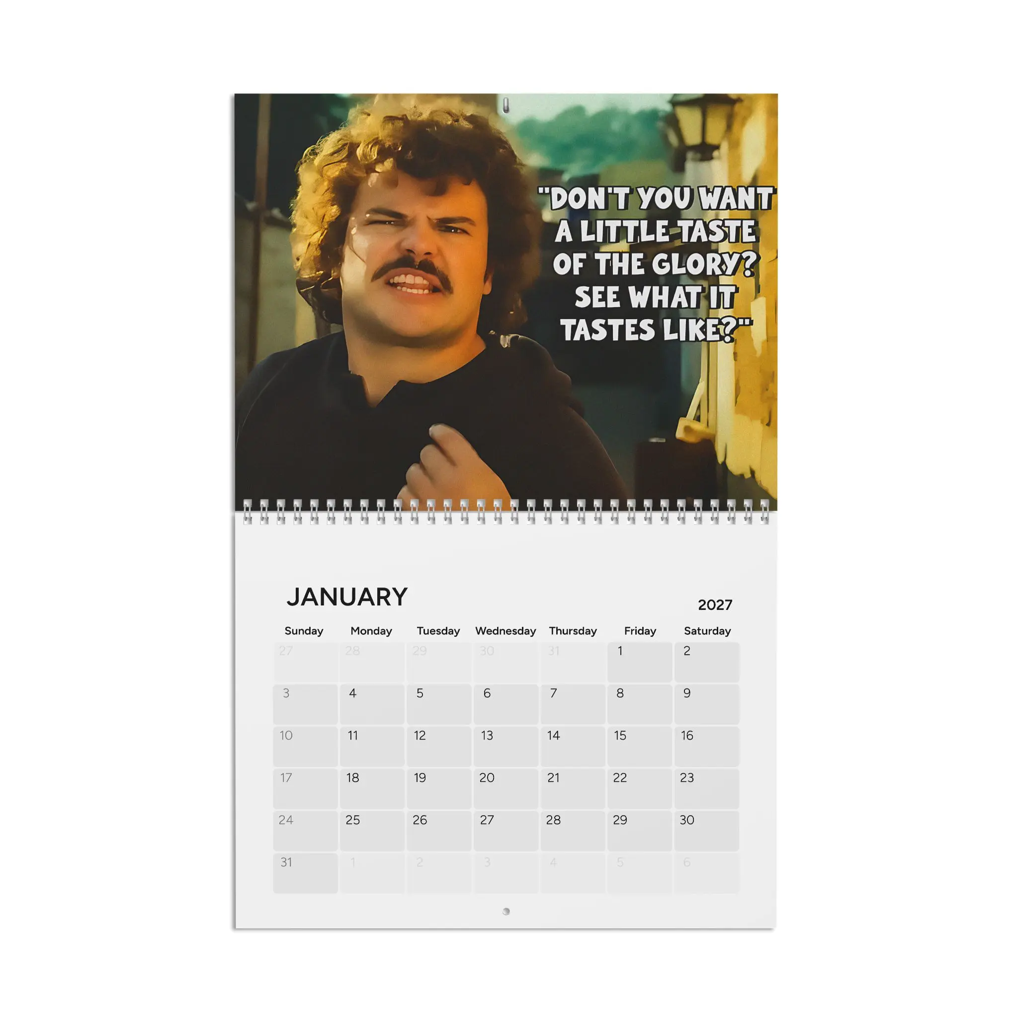 Nacho Libre 2027 Calendar with Famous Quotes, Funny Wall Calendar