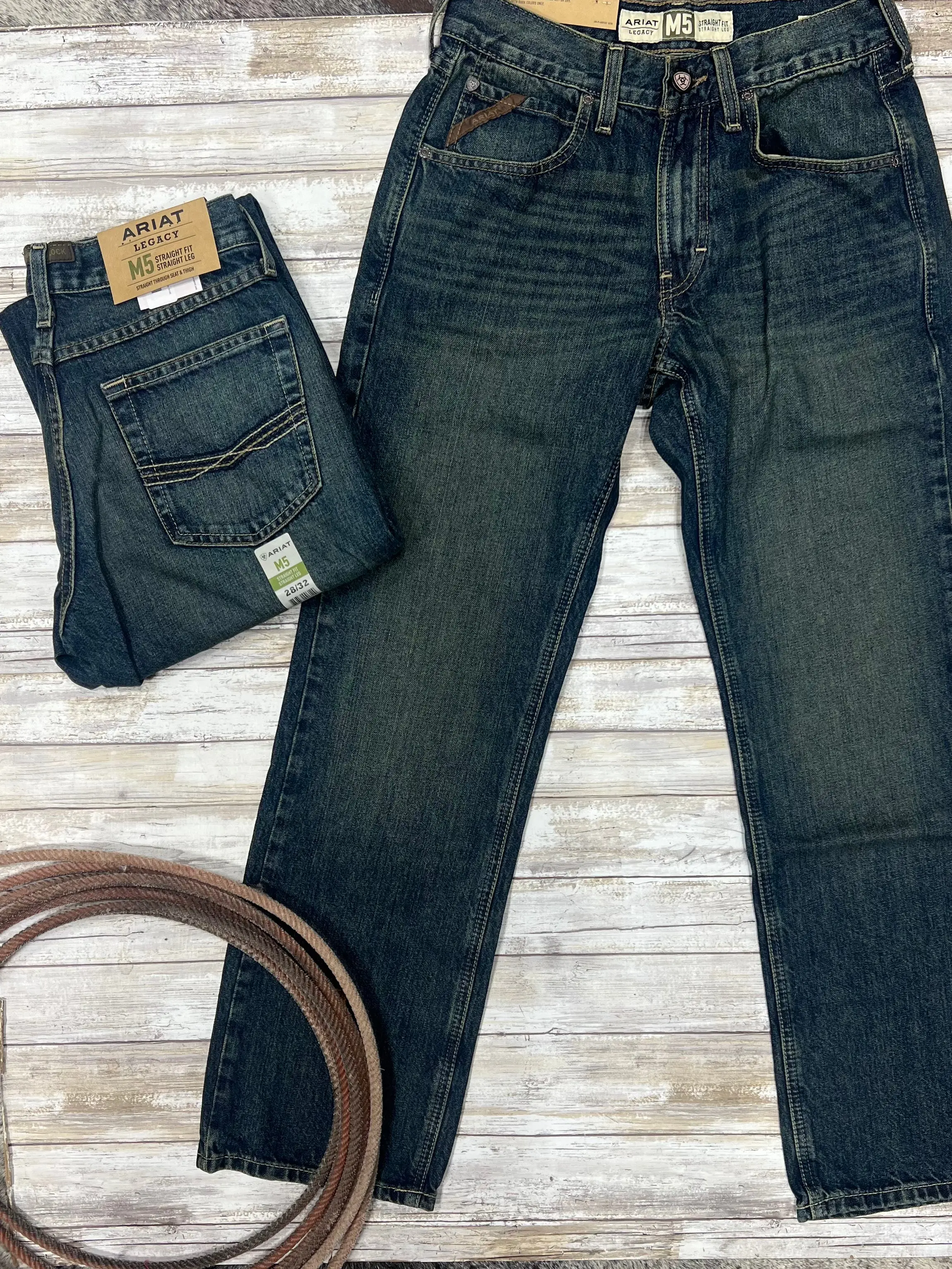 Ariat M5 Legacy Swagger Men's Jean in Green, Straight Fit with Front Pocket, Suitable for Casual Wear